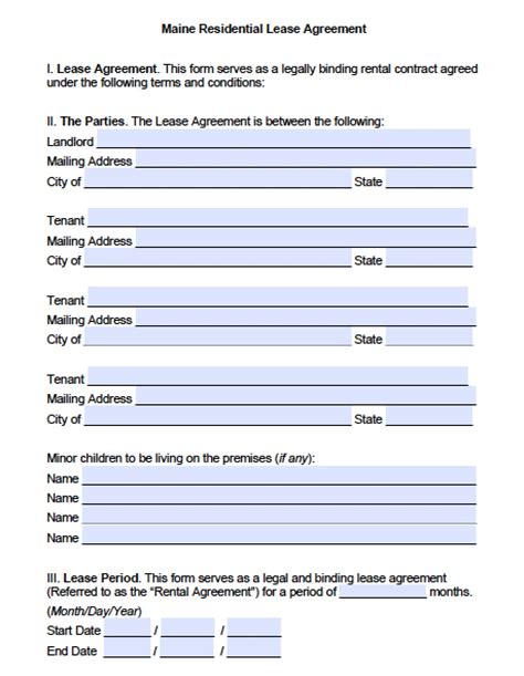 rental agreement form maine|Free Maine Lease Agreement Templates (6)